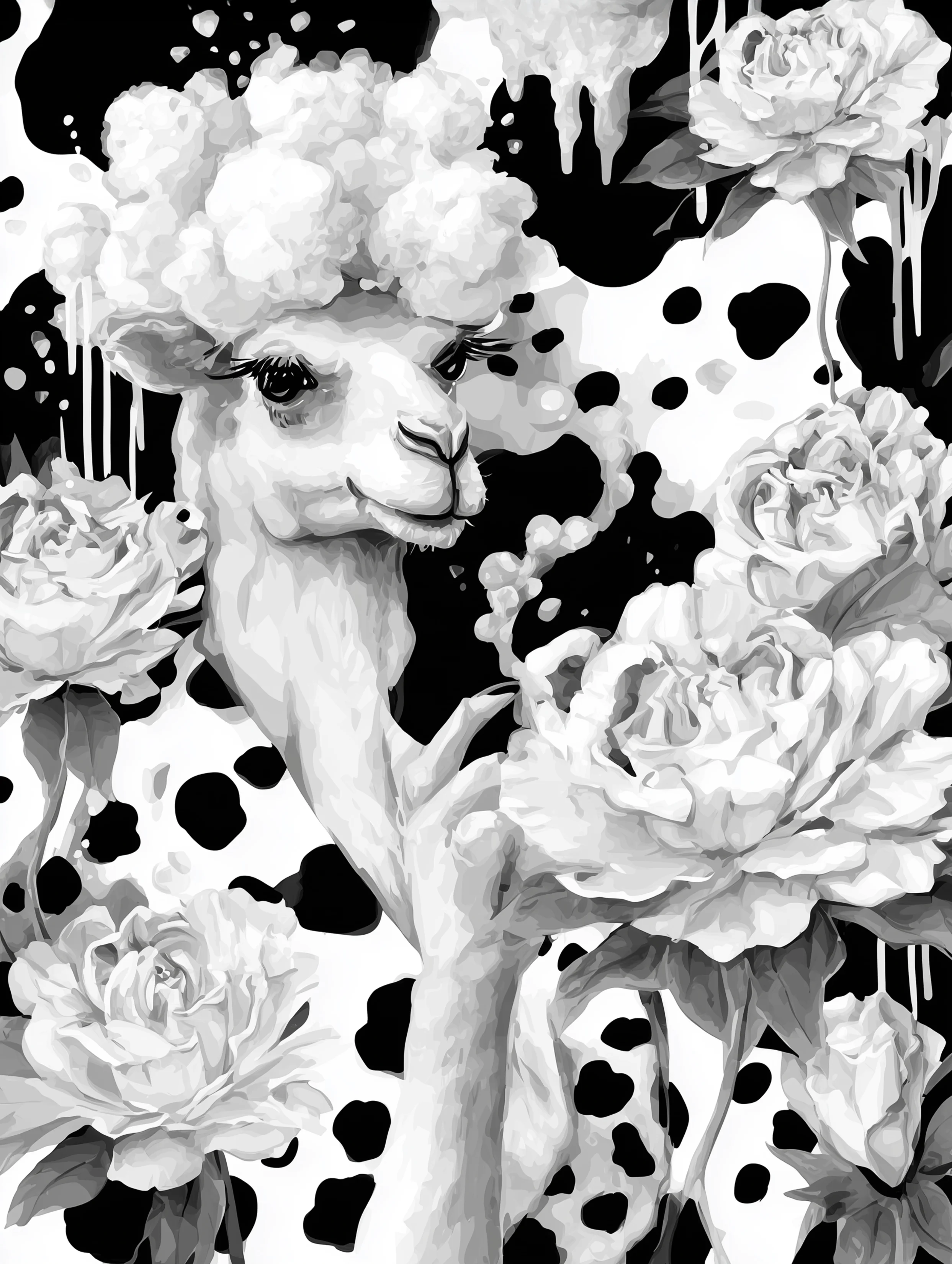 Free printable camel coloring page for adults featuring a surrealist camel